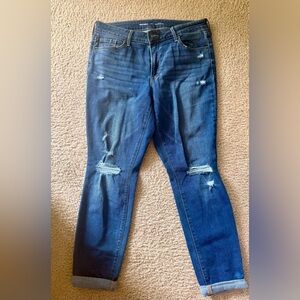 Old Navy Women's Distressed Dark Blue Skinny Jeans